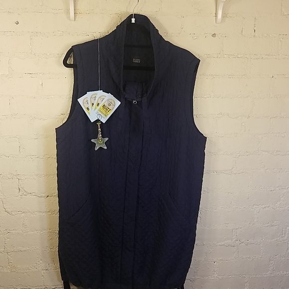 Eileen Fisher Jackets & Blazers - Eileen Fisher Navy Blue Quilted 100% Silk Vest